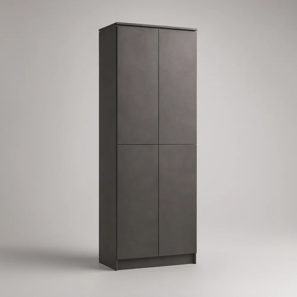 Roupeiro de 4 Portas em MDF Cinzento-Escuro, 80 x 50 x 200 cm