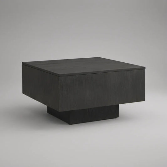 Mesa de centro quadrada em MDF preto com acabamento melamínico, 80 x 80 x 40 cm